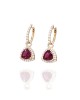 Rubellite and Diamond Halo Gold Earrings